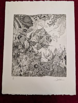 Gravure abstraite N&B intitulée "Catocala Nupta", numérotée … - Photo 1