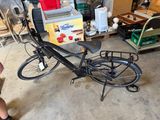 a bicycle that is parked in a garage