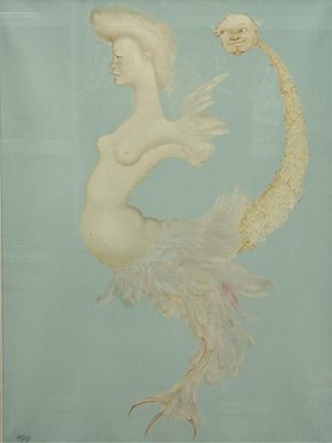 tableau représentant une femme tenant un oiseau dans la main