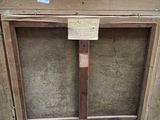 a picture of a wooden frame with a sign on it
