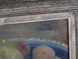 a picture of a painting of a baby in a blue bowl