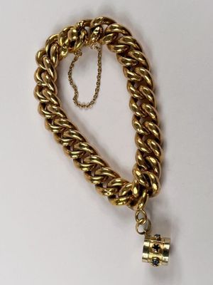 Bracelet en or 750 millièmes, à maille gourmette, avec une b… - Photo 1