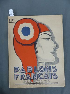 une vieille affiche représentant la tête d'une femme ornée d'une fleur