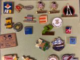 a magnet board with a lot of pins on it
