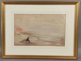 tableau représentant une personne sur une planche de surf dans l'eau