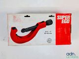 a red pipe clamp sitting on top of a box