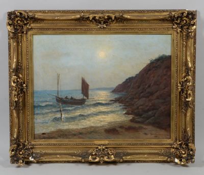 une image d'une peinture représentant un bateau dans l'eau