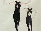 un dessin représentant deux femmes en robe noire et une autre en robe noire