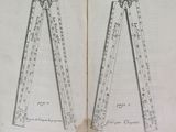 an old book with a drawing of a ruler and a ruler on top of it