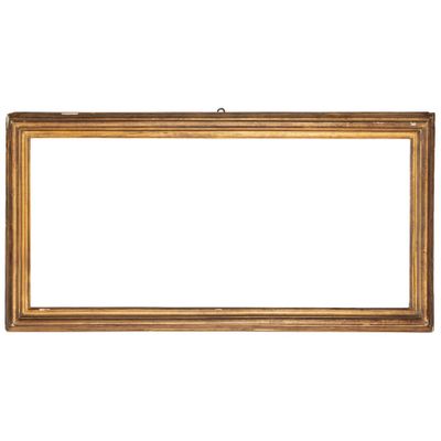 un cadre photo doré sur fond blanc