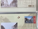 two postcards with pictures of buildings on them