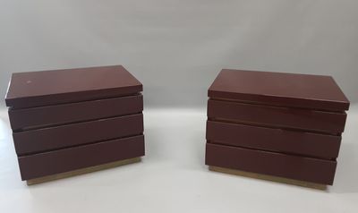 ROCHE BOBOIS, Jean-Claude MAHEY : Paire de chevets en bois l…