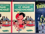 two books on a shelf with a picture of a boy and a girl