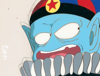 animation animation of a blue man with a red star on his head