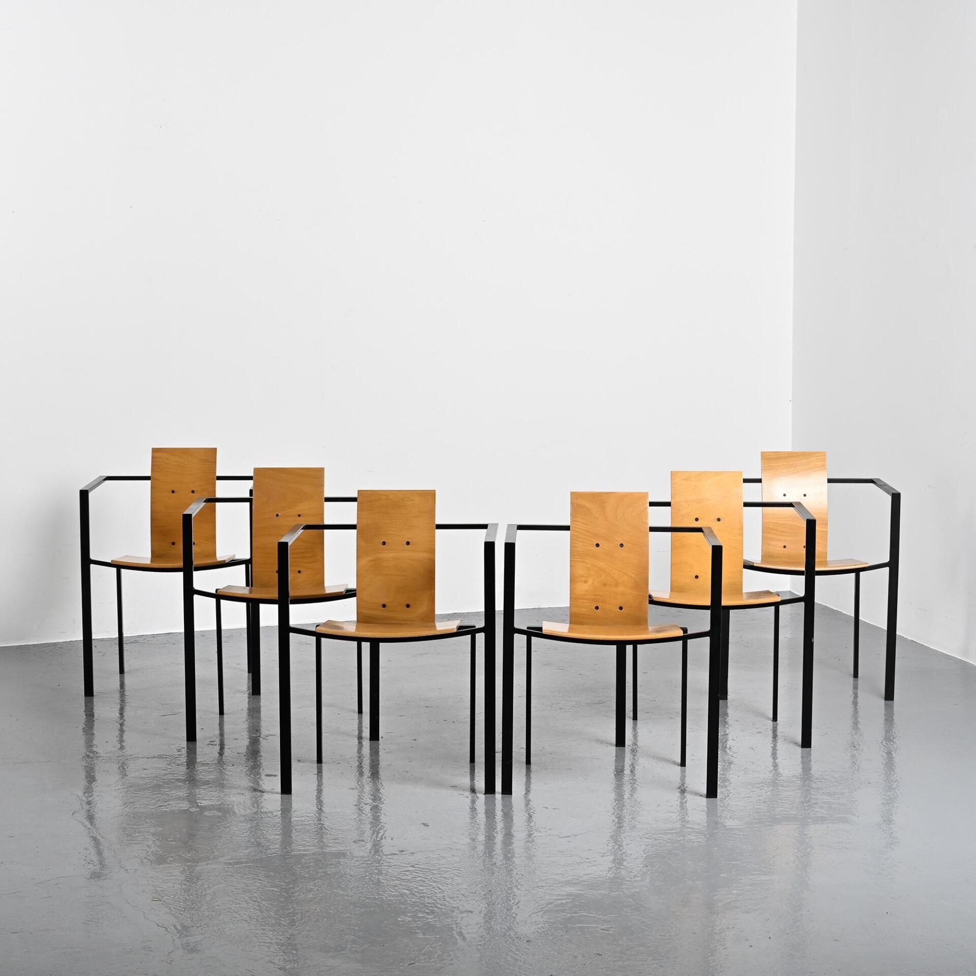 Karl Friedrich Förster Trix Chaises - Suite de 6 en Acier Tubulaire Noir