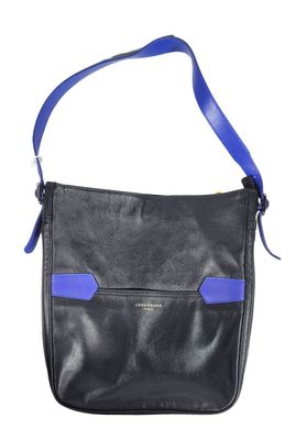 LONGCHAMP Sac en cuir noir et bleu, une poche sur le devant,…