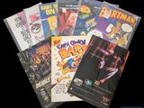 a lot of comic books on a black background