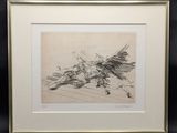une image d'un dessin représentant un homme à cheval