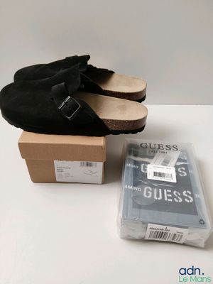 brand new in box guess black sued mulers size 8 5
