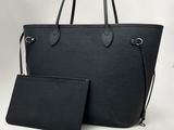 Sac cabas Louis Vuitton en cuir noir avec pochette assortie