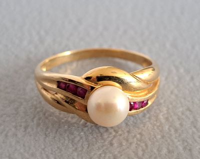 Bague à monture en or 18K 750 millièmes, deux formes tourbil… - Photo 1