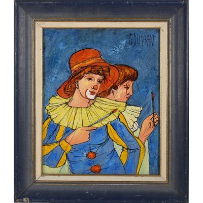 une image représentant un tableau d'une femme au visage de clown