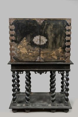 a small table with a mirror on top of it