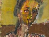 une image représentant un tableau d'une femme vêtue d'un t-shirt rayé