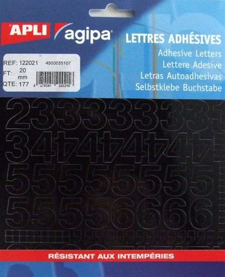 APLI - Pochette 177 chiffres adhésifs - 20mm - Résistant int…