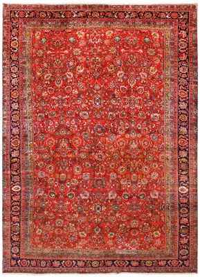 un tapis rouge à motifs floraux