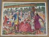 a picture of a painting of a man and a woman on a carousel