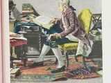 a drawing of a man sitting at a desk in a chair
