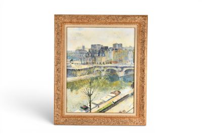 FILLON, Arthur (1900-1974). Vue du pont Neuf à Paris.
