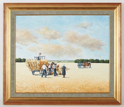 ETIENNE Patrick (Xxème) - "Scène de moisson", huile sur toil…