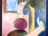 une image représentant un tableau où l'on voit une femme tenant une cigarette