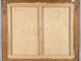 a painting of a wooden frame with a drawing on it