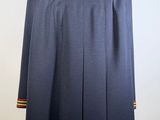 navy blue wool coat with multi - colored stripes