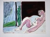 un dessin représentant une femme nue allongée sur un lit