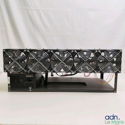 four fans that are on top of a rack