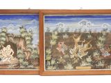 deux tableaux encadrés représentant des divinités hindoues sur fond blanc