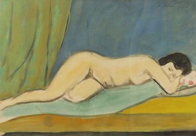 l'image d'un tableau représentant une femme nue allongée sur un lit
