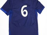 a close up of a soccer jersey with the number 6 on it