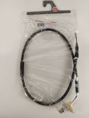 a close up of a black cable on a white surface