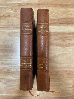 deux vieux livres posés l'un à côté de l'autre sur une table en bois
