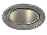 a silver plate with a silver rim on a white background
