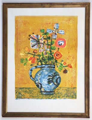 Paul AÏZPIRI (1919-2016), Fleurs dans une cruche, lithograph…