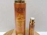 a close up of two bottles of debby hair products on a wooden tray