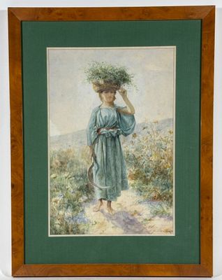 John-Lewis SHONBORN (1852-1931) "Jeune paysanne tenant une f…