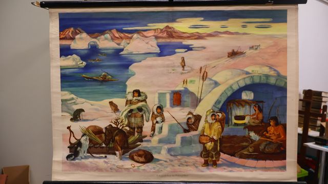 Affiche géographique sur toile, « eskimo ben in polargebeit ». ma...