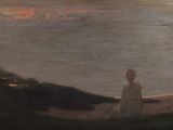 une image représentant un tableau où l'on voit une femme assise sur une plage